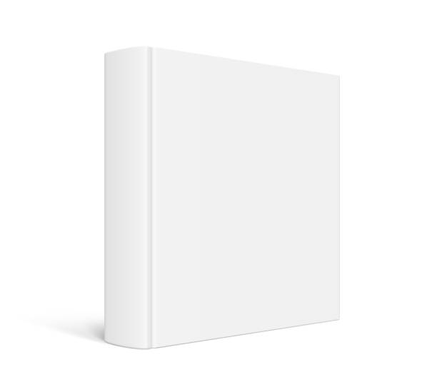 istock Vector mock up of standing square book with white blank cover isolated. 1384803561