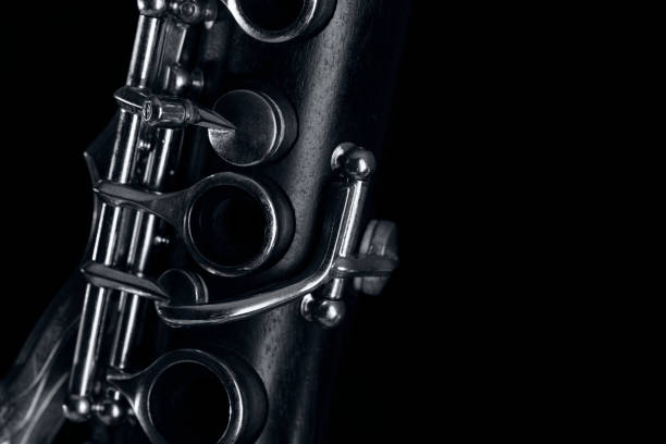 istock wooden clarinet on black 1384809971