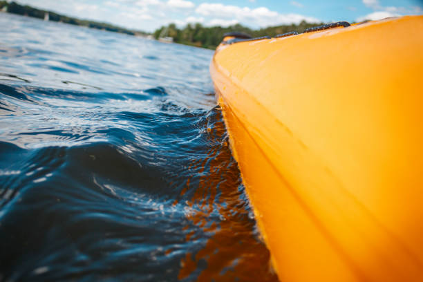 Yellow kayak on a lake