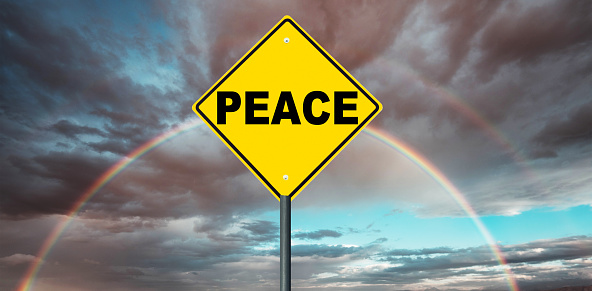 peace sign with rainbow