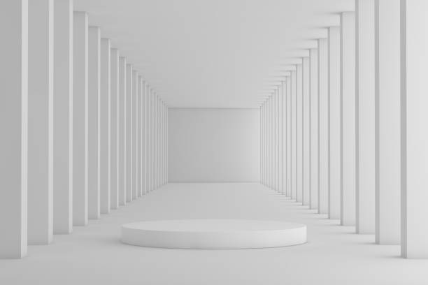 istock Abstract interior design of modern showroom with empty concrete floor and wall background - Hall or stage 3d illustration 1384823565