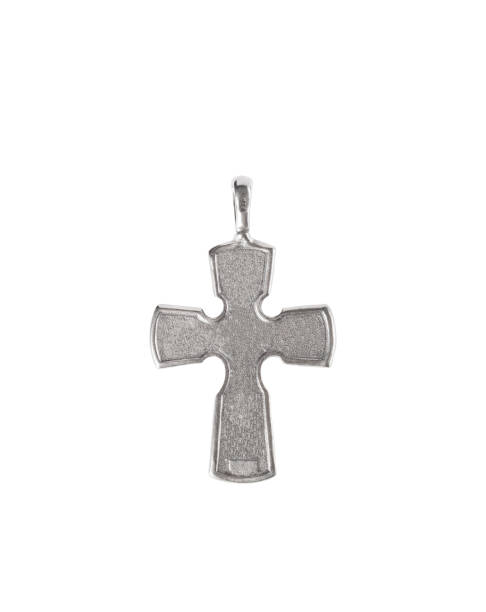 istock Silver crucifix necklace cross isolated on white background 1384830090