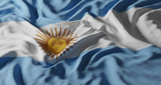 realistyczna falująca flaga argentyny renderowanie 3d - argentine culture zdjęcia i obrazy z banku zdjęć