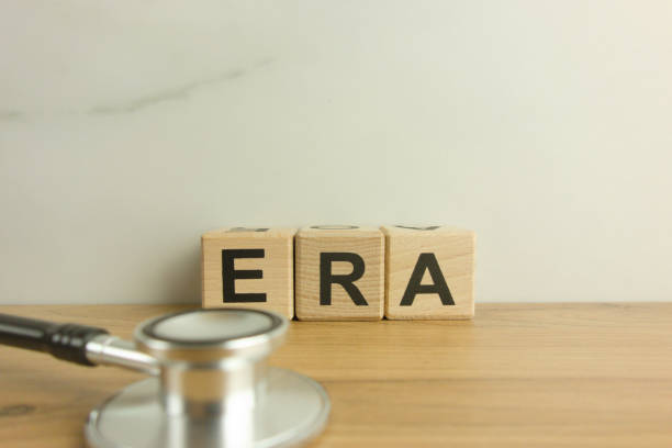 istock ERA estrogen receptor assay acronym from wooden blocks with stethoscope 1384835390