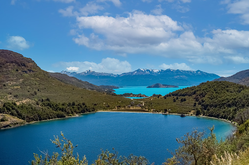 Vista panorámica del lago Bertrand en la Patagonia, Aysén, Chile photo