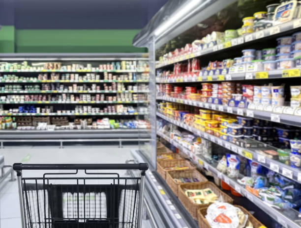 istock empty grocery cart in an empty supermarket 1384839385