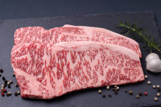 Japanese black beef sirloin steak meat Japanese black beef sirloin steak meat wagyu beef stock pictures, royalty-free photos & images