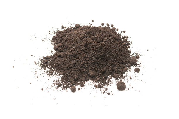 istock Black land for plant isolated on white background. 1384841464