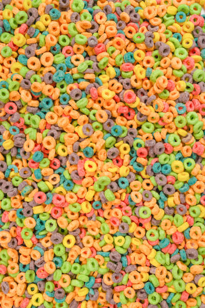istock Sweet multicolored flakes, cereal loops. 1384841470