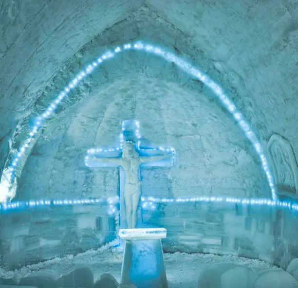 Photo of ice sculpture represented on Jesus