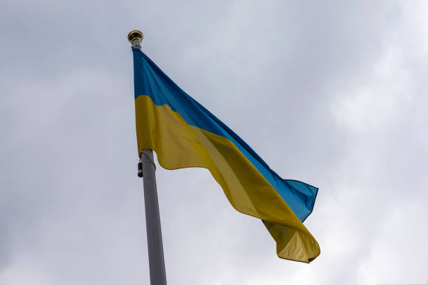 istock Yellow and blue Ukrainian flag. 1384845727