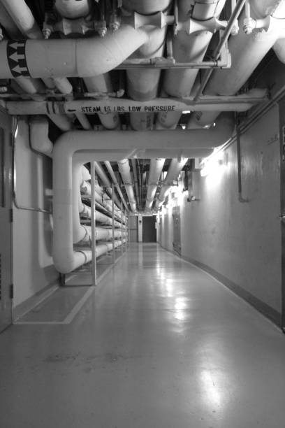 pipe system red and white in building