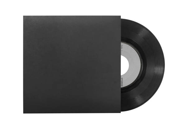 istock Single 45rpm vinyl record with envelope on white background 1384846841