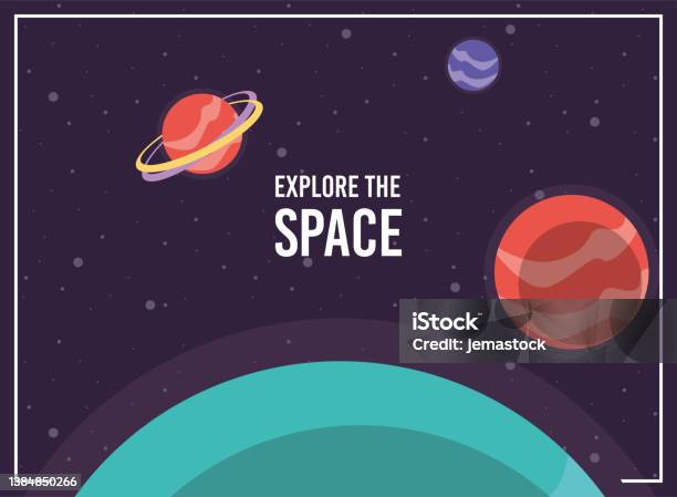 Space Descriptive Lettering Explore The Space Lettering Stock Illustration - Download Image Now ...