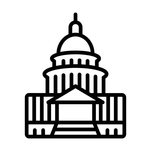 ilustrações, clipart, desenhos animados e ícones de ícone do capitólio dos estados unidos da coleção de monumentos. fina capital linear dos estados unidos, eua, ícone de contorno isolado no fundo branco. linha vetor do capitólio dos estados unidos, símbolo para . - congress