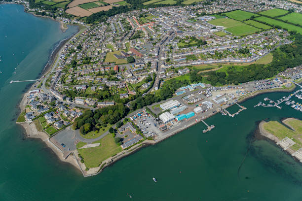 Oil and Gas terminals at Milford Haven, Wales, UK Helicopter Aerial views of Pembroke Dock and And Oil and Gas terminals at Milford Haven, Wales, UK milford haven stock pictures, royalty-free photos & images