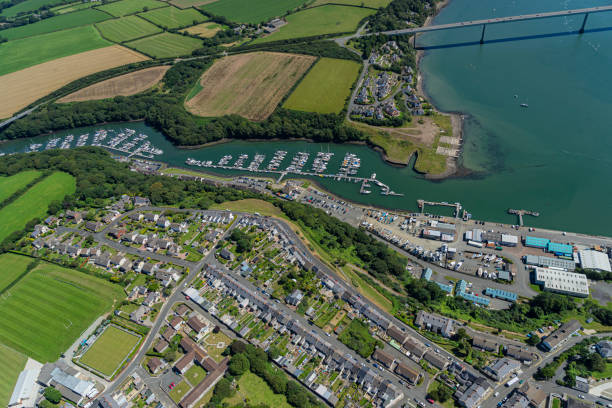 Oil and Gas terminals at Milford Haven, Wales, UK Helicopter Aerial views of Pembroke Dock and And Oil and Gas terminals at Milford Haven, Wales, UK milford haven stock pictures, royalty-free photos & images