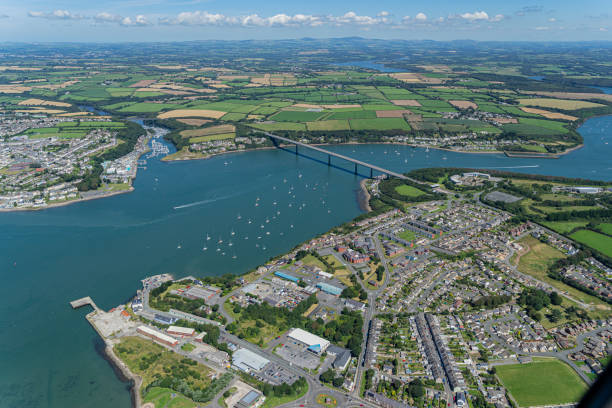 Oil and Gas terminals at Milford Haven, Wales, UK Helicopter Aerial views of Pembroke Dock and And Oil and Gas terminals at Milford Haven, Wales, UK milford haven stock pictures, royalty-free photos & images