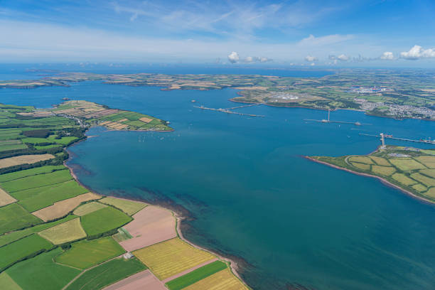 Oil and Gas terminals at Milford Haven, Wales, UK Helicopter Aerial views of Pembroke Dock and And Oil and Gas terminals at Milford Haven, Wales, UK milford haven stock pictures, royalty-free photos & images