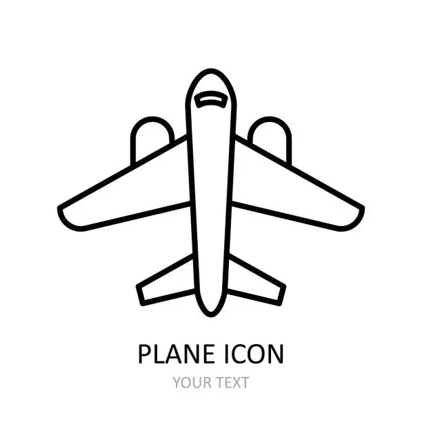 Vector illustration of Vector illustration with plane icon. Linear drawing