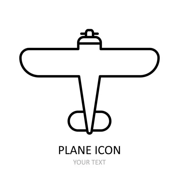 Vector illustration of Vector illustration with plane icon. Linear drawing