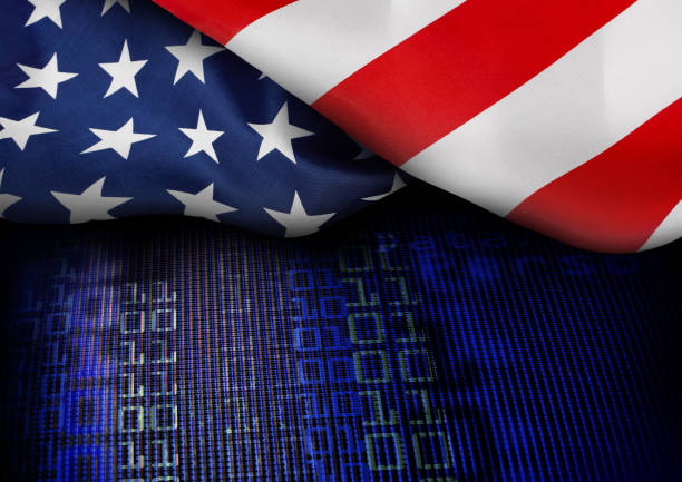 istock American flag on the digital screen background 1384854637