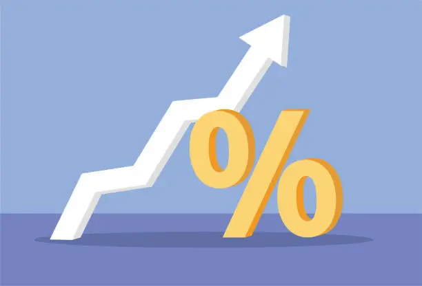 Vector illustration of the percentage increases
