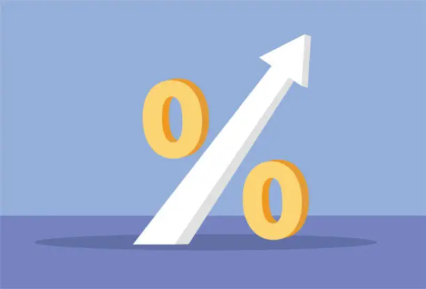 Vector illustration of the percentage increases