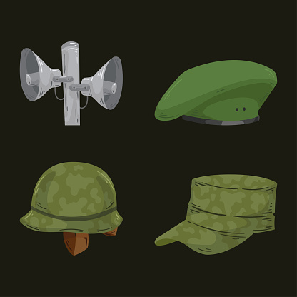 four military equipment icons