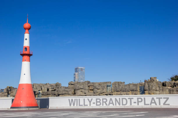 Red and white minarett lighthouse in Bremerhaven, Germany