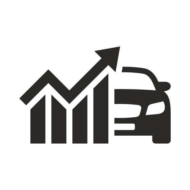 symbol für die betriebskosten des autos. lebenshaltungskosten. preiswachstum. - auto grafiken stock-grafiken, -clipart, -cartoons und -symbole