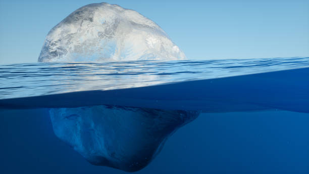 istock 3d rendering of an iceberg, underwater split view 1384862754