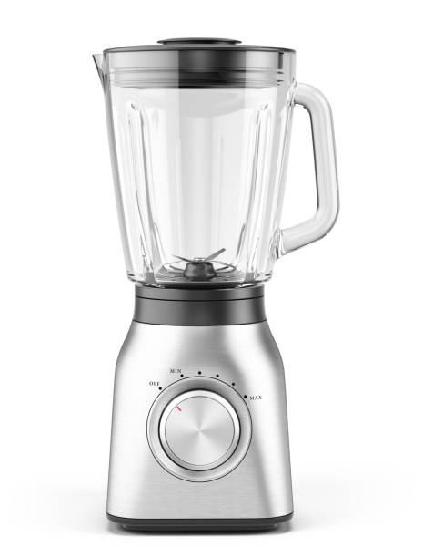 blender appliance with glass container isolated on white background. 3d realistic rendering of electric blender. - blender white empty sparse imagens e fotografias de stock