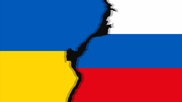 Ukraine and Russia flags. Vector illustration Ukraine and Russia flags. Vector illustration EPS10 independence document agreement contract stock illustrations