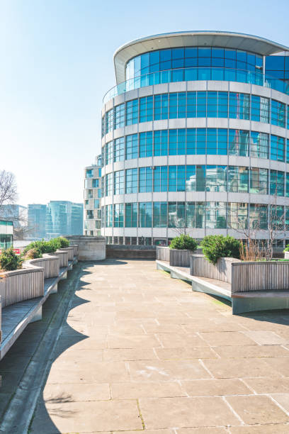 istock Empty ground front of modern buildings 1384869133