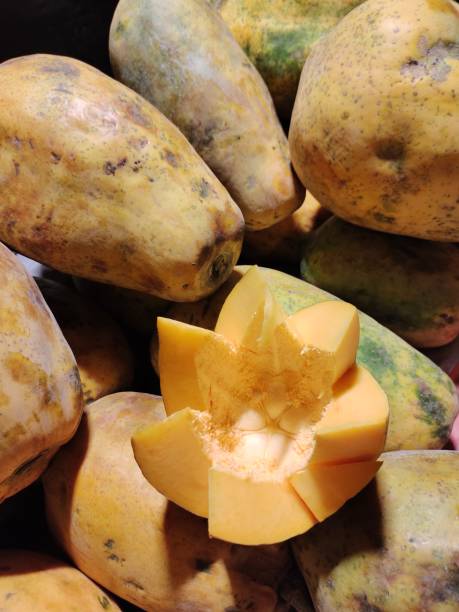 istock Papaya fruit nicely cut tasty 1384874481