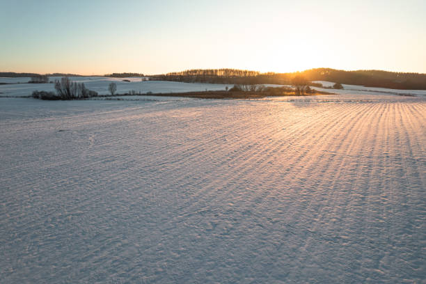 Free Stock Photo of Sun Setting Over Snowy Field | Download Free Images ...