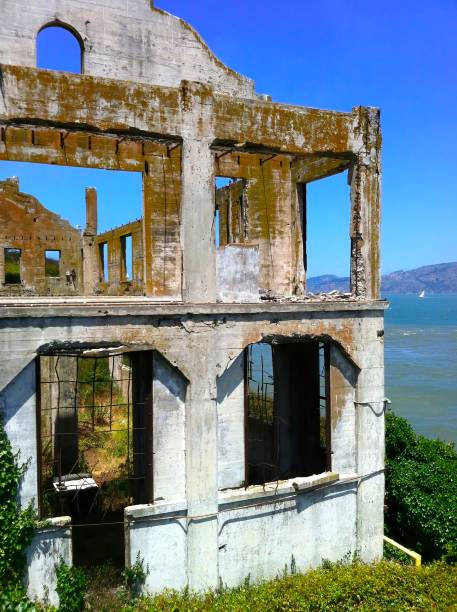 istock Abandoned building exterior at the water 1384885208