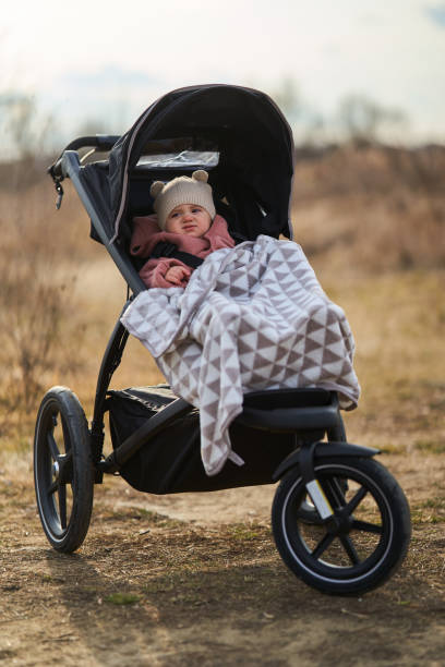 istock Baby girl in a buggy 1384887777