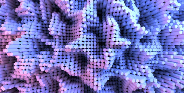istock 3D rendering dynamic cubes abstract background, and neon lights, business, science, technology concept illustration. 1384888446