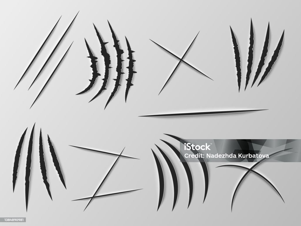 Claws Slashing Realistic Knife Cut Sharp Blade Carved Effect Paper Incision Wild ...