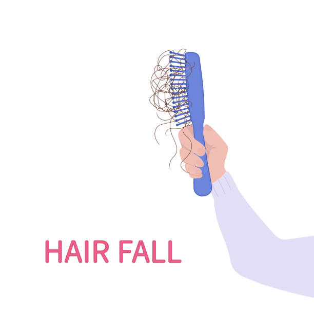 szczotka do włosów z kępą wypadających włosów - czesać stock illustrations