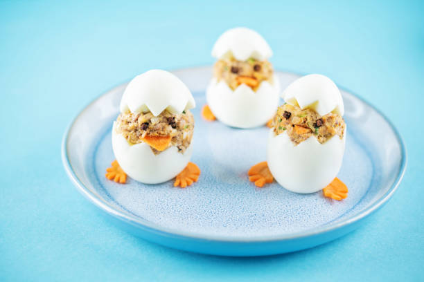 istock Canned Tuna deviled eggs in the form of chicken 1384892252