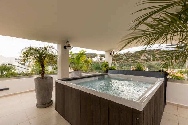 istock Hydromassage bathtub on the hotel terrace 1384894535