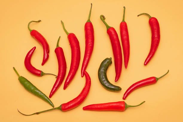Spicy hot red chili peppers stock photo