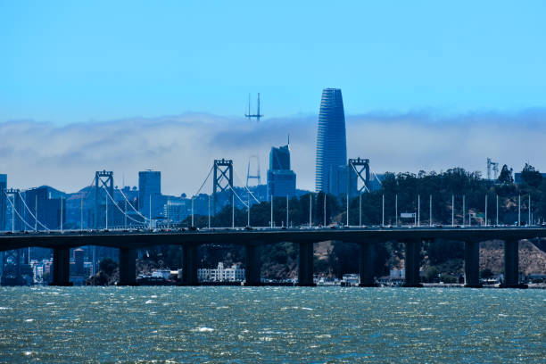 Emeryville CA USA July 23, 2020:Downtown San Francisco and  San Francisco-Oakland Bay Bridge are across the bay