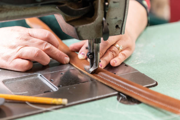 istock Manufacturing process of golf bags. 1384908260