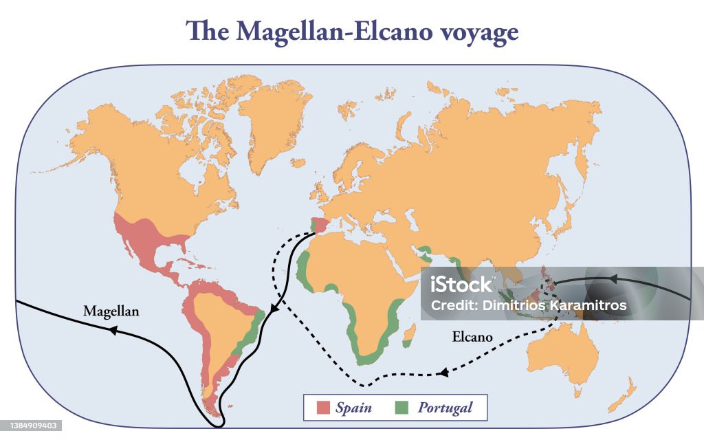 Die Route Der Reise Magellanelcano Stock Vektor Art und mehr Bilder von