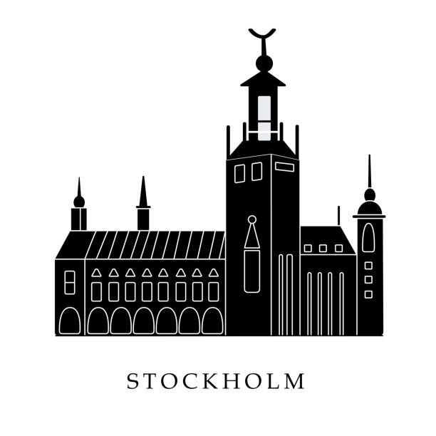 europejskie stolice, sztokholm - silhouette city town stockholm stock illustrations