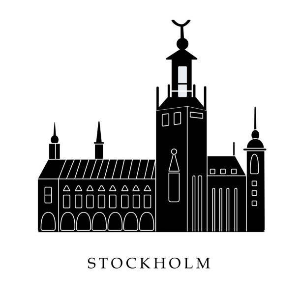 ilustrações, clipart, desenhos animados e ícones de capitais europeias, estocolmo - stockholm silhouette sweden city